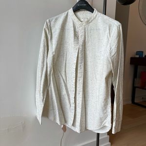 Club Monaco White with Black Band Collar Shirt